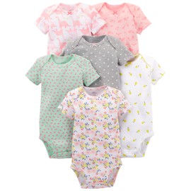 Simple Joys by Carter's Simple Joys by Carter's Baby Girls' Short-Sleeve Bodysuit, Pack of 6, Multicolor/Dinosaur/Floral/Forest Animals/Fruit/Hearts, 18 Months