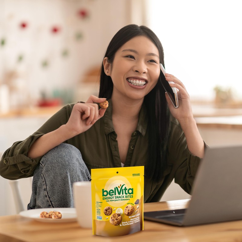 belVita Energy Snack Bites, Banana, Dark Chocolate and Sunflower Seed,