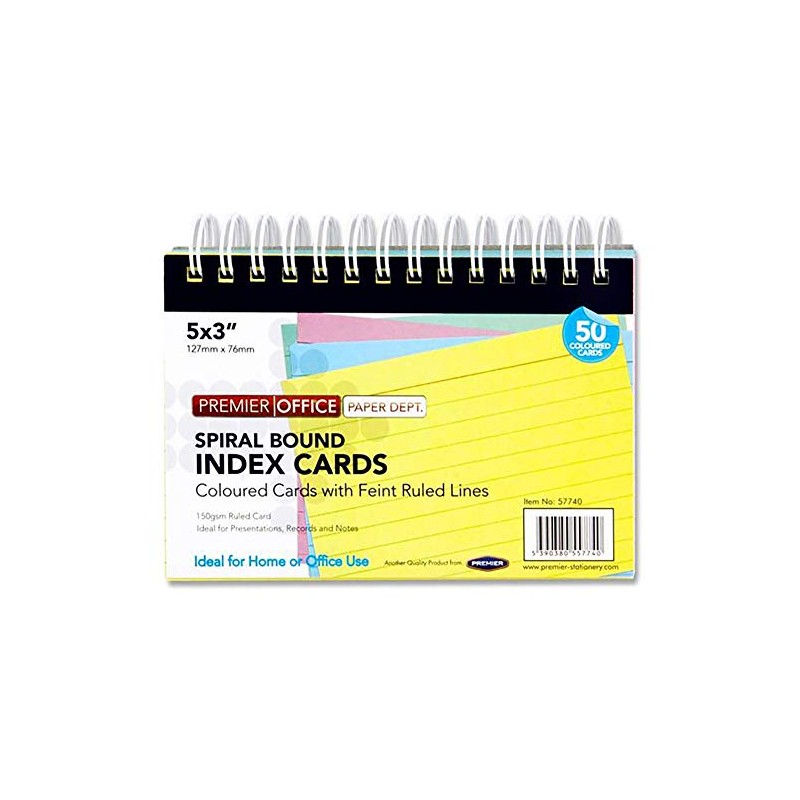 Premier Office Premier Stationery Spiral Bound Index Cards 5 x