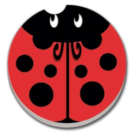 CounterArt Absorbent Stoneware Car Coaster, Ladybug, Set of 2