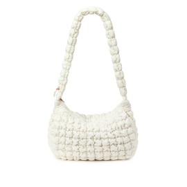 Large Puffer Shoulder Bag, Long Adjustable Strap Crossbody Bubble Hobo Bags for Women (Beige)