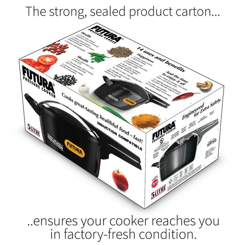 Futura 5-Litre Hard Anodized Induction Compatible Pressure Cooker, Small, Black