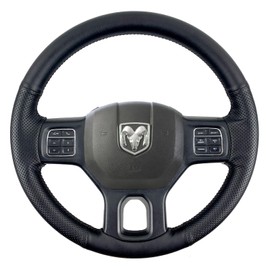 Funda protectora para volante de piel perforada en el lado negro, para Dodge Ram resistente 1500/2500/3500/4500/5500 2013-2019 (sin tira de marcador)