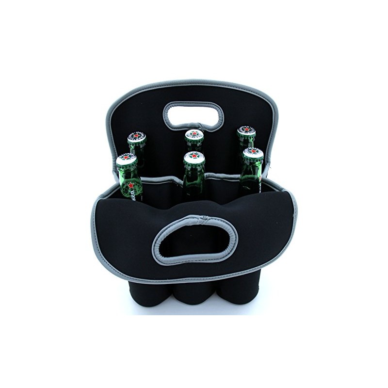 Shop123go-Cooler 6 Pack Bottle Neoprene Bag, Black