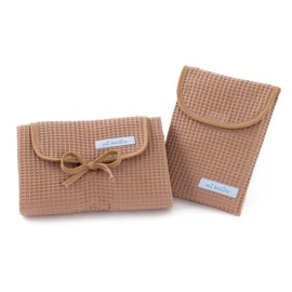 Mi bollito Set of 2 Waterproof Changing Pads and Changing Bag for Wipes and Nappies Made in Spain, Pastel brown, Unit size, Stylish