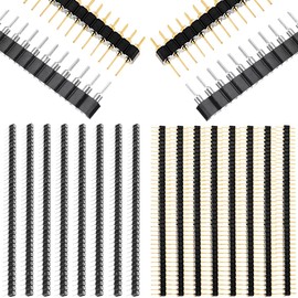 Youmile 20pcs Round Male and Female Pin Headers 2.54mm 0.1" Female/Male Pin Straight Single Row Assortment Kit 1 * 40P Gold Plated Male Tin Plated Female Pin Header for Circuit Board DIY
