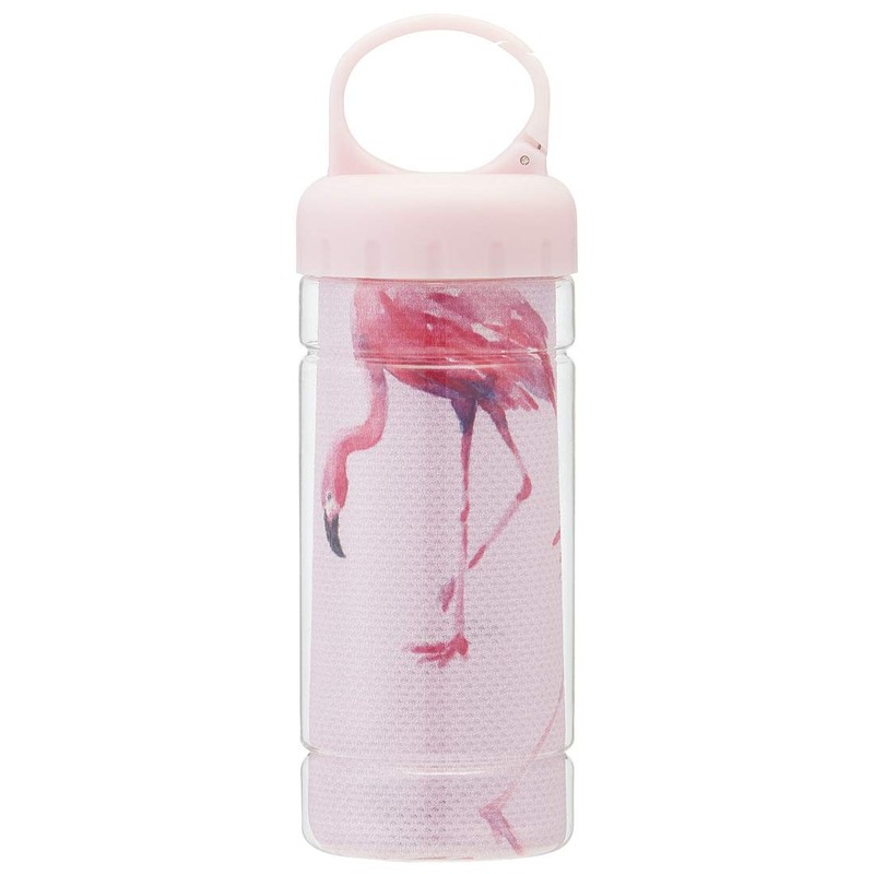 Skater TOC1 Cooling Towel, Cooling Sensation, Case Included, Flamingos, 11.8