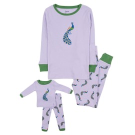 Leveret Kids Pajamas Matching Doll & Girls Pajamas 100% Cotton Pjs Set (Peacock,Size 14 Years)