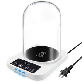 Sourdough Starter Warmer with Glass Dome, 1°F Precise Temperature Control from 70 to 100°F, 0-12H Timer Auto Warming ON/Off, Sour Dough Warmer and Glass Cover Set for Baking Fermentation