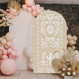 sensfun Sensfun Mexican Arch Backdrop Cover Wedding Baby Shower Photo Background Decor,2-Sided Round Top Chiara Backdrop Arch Covers for Mexican Talavera Birthday Bridal Shower Fiesta Party Decorations 4x7ft