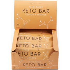 Keto Hana Cocoa & Orange Bar Keto Diet Vegan Grain Free Dairy Free Plant Based No Refined Sugars Gluten Free 1.4g Net Carbs - 40g a bar, 12 in a box