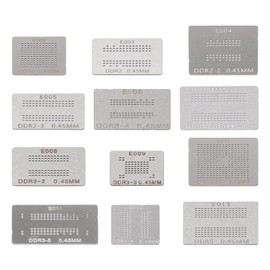 Ellbest 12pcs BGA Reballing Stencils Rework Station, Steel Template Mesh Directly Heat Set Kit for Laptop Desktop Graphics Card