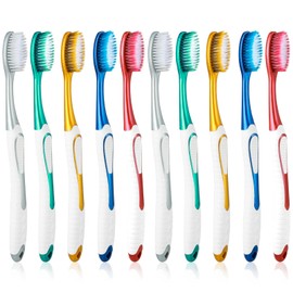 WLLHYF Extra weiche Zahnbürsten tragbar Handzahnbürste Reisezahnbürste ultra saubere Borsten-Zahnbürste Zähneputzen für empfindliche Erwachsenenzähne Zahnfleisch (Gold Silber Blau Rot Grün, 10PCS Set)