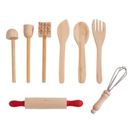 VBS Miniatures Kitchen Utensils 8 Pieces 8cm Tablespoons Whisk Forks Spoons Rolling Pin Gingerbread Man Pot Holder