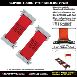 SNAPLOCS E-Strap 2" x 7" Multi-USE RED 2 Pack Fits Snapocs and E-Track. Connects Snap-Loc Dolly Carts