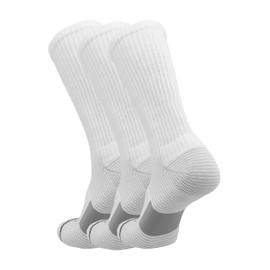 TCK 365 Everyday Crew Socks For Men and Women - Durable Comfort for Work, Sports, Casual Wear, 3 Pairs (White, Medium)