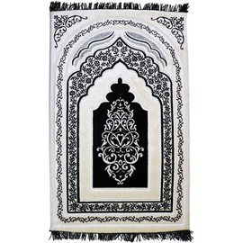 Modefa Foam Padded Prayer Rug | Thick Prayer Mat with Knee Cushion Memory Foam Prayer Mats | One Inch Thick Soft Velvet Islamic Praying Mat Luxury (Black)