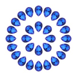 sourcing map 100Pcs 13 x 18 mm Teardrop Rhinestones Acrylic Pointed Back Rhinestone Beads Gems for Jewelry Making Costume Crystal Embellishments Crafts,Deep Blue