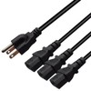 Computer Power Splitter Cord, NEMA 5-15P to 3X C13 -