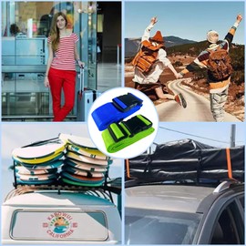 Nutabevr Set of 4 Luggage Straps with 4 Luggage Tags Set, Non-Slip Adjustable Suitcase Straps with Address Label, Cross Strap, Suitcase Accessories, for Quick Identifying Luggage, Travel Bag, Suitcase