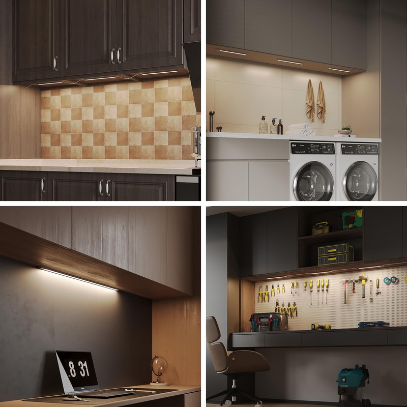 LUMILAND 6 Pcs 12-inch Led Under Cabinet Lighting Plug-in with