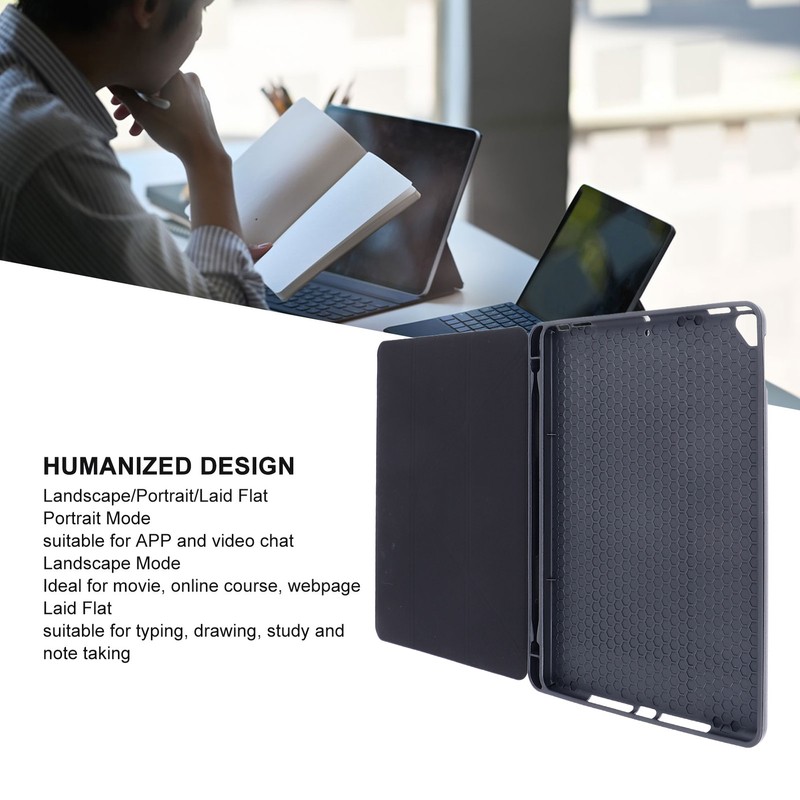 Tablet Case Black Soft TPU Precise Cutouts Pencil Holder Multi