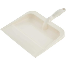 Superio Heavy Duty Plastic Dustpan with Comfort Grip Handle Beige, Durable, Lightweight Multi Surface Dust Pan Easy Broom Sweeping, 10 inch Wide