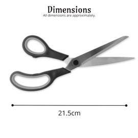 Lizzy 1x Large Black Scissor | Professional Stainless Steel & Easy Grip Handle | Ideal For School Home Office Art Sewing Tailor Stationery Craft Paper Fabric Household All-Purpose Sharp Shears For DIY