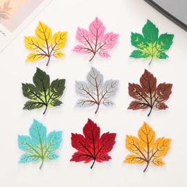 Yosaugar 9PCS Maple Embroidered Patches, 3.1x2.95 inch Big Colorful Leaves Iron on Patches Set for Clothing Jeans,Bags, Arts Crafts DIY (9pcs Maple)