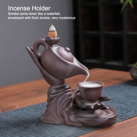 PAER Quemador de Incienso de Reflujo de Mano de Buda, Quemador de Incienso de Cascada de Humo Interior, Quemador de Incienso de Reflujo, Soporte de Incienso Antiguo Adorno de Aromaterapia (Tetera)