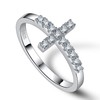 Moissanite Sterling Silver Sideways Cross Rings for Women, 925 Eternity
