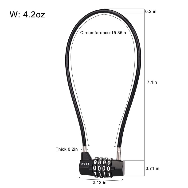 NBYT Cable Locks with Combination Gate Locks for Metal Fence