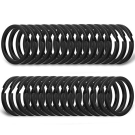 Hpmjz 40PCS Black Split Key Ring Stainless Steel Round O Rings Flat Bulk Keychain Heavy Duty Keyring Carabiner Clips Strong Key Snap Hooks for Crafts DIY Accessory Hang Card