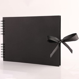 11 x 8 Inch DIY Scrapbook Photo Album,80 Pages (40 Sheets) Hardcover Blank Black Page Wedding and Anniversary Family Photo Album