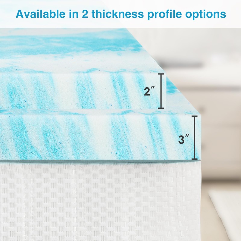 Mattress Topper, King Size Cooling Memory Foam Bed Toppers, 2