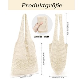 KUBFDL Women's Summer Beach Bag, Knitted Beach Bag, Mesh Lightweight Crochet Bag, Tote Bag, Boho Beach Shoulder Bag, Crocheted Handbag for Holidays, Travel, Everyday and Shopping