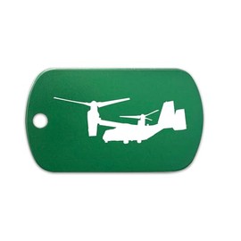 RDW Flying V-22 Osprey Aluminum Keychain GI Dog Tag stol vtol vertical takeoff tiltrotor v22#1 - Green