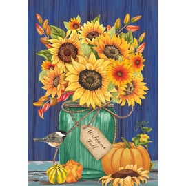 Briarwood Lane Fall Mason Jar Sunflowers House Flag Autumn Floral 28" x 40"