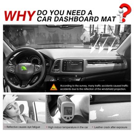 Cartist - Tapete para tablero de salpicadero para Honda HR-V HRV 2016-2021 2022, accesorios para salpicadero, tapete de franela para salpicadero, protector de rayos UV