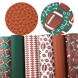 David Angie Football Soccer Ball Printed Faux Leather Sheet PU Textured Grain Leather Sheet Assorted 6 PCS 7.9" x 13.4" (20 cm x 34 cm) for Hair Accessories DIY Crafts Making (Ball)