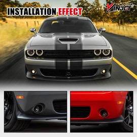 Winjet OEM Fog Light Bezels For 2015 2016 2017 2018 2019 2020 2021 2022 Dodge Challenger, Superior ABS Material Fog Light Cover Replacement, Black Fog Lamp Bezel Cover 2 PC (Driver & Passenger)