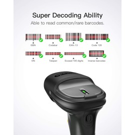 Inateck 1D Wireless Barcode Scanner with Bluetooth and Wireless Adapter 400m Ultra Long Transmission Range 433MHz Display