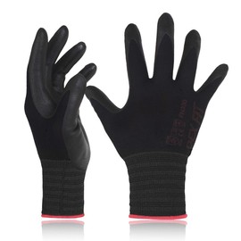 DEX FIT Work Gloves FN330, 3D Comfort Stretch Fit, Power Grip, Durable Foam Nitrile Coated, Smart Touch, Thin & Lightweight, Machine Washable (XX-Large(3 Pairs), FN330 Black)