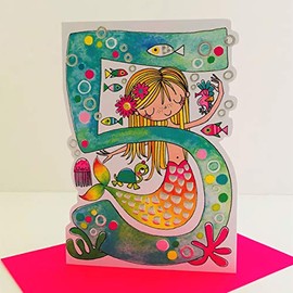 Rachel Ellen Girl Age 5 Today Mermaid Birthday Card