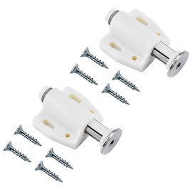 TERF® Push to Open Door Catch White Single Magnetic Pressure Touch Release Catches Latch for Open and Close The Door with a Single Push including Fixing Screw - Pack of 2
