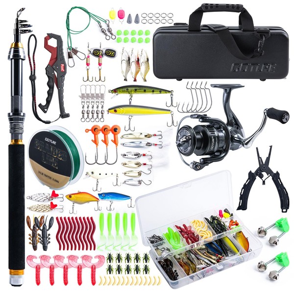 Goture Fishing Rod and Reel Combos-Telescopic Fishing Pole Spinning Reel