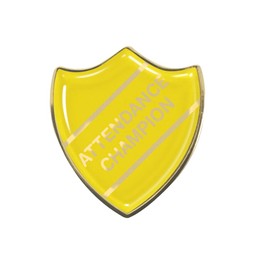Attendance Champion Gel Domed Yellow School Shield Badge