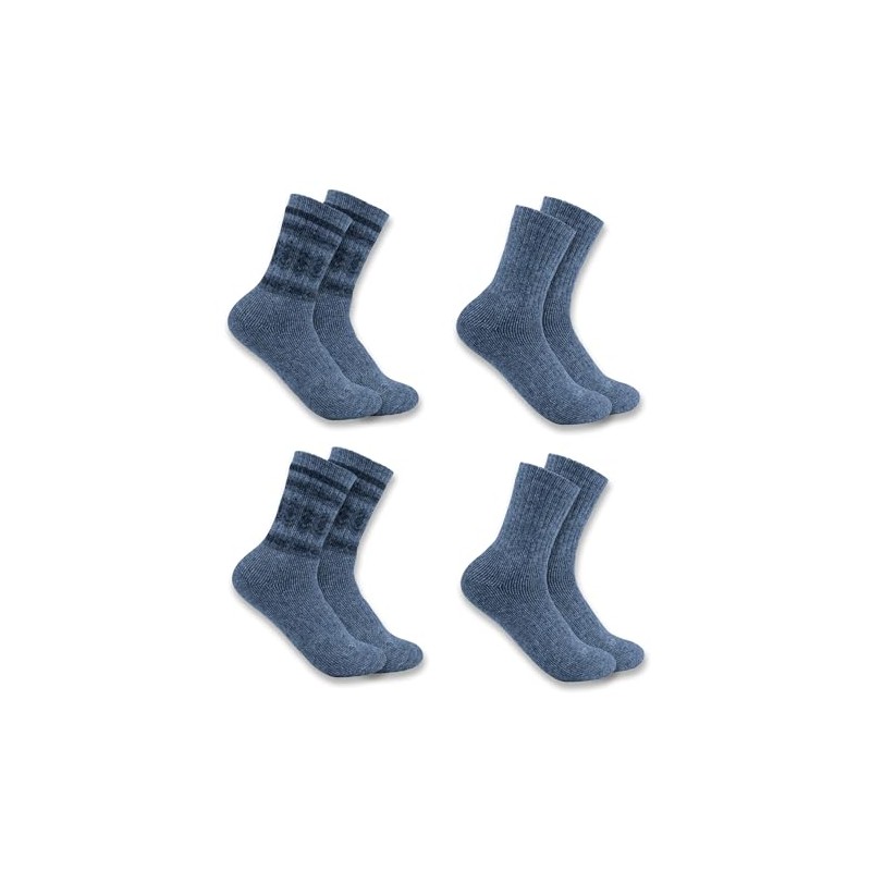 Carhartt Women's Heavyweight Synthetic-Wool Blend Crew Sock 4 Pack, Assorted