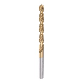 sourcing map Twist Drill Bit 6.3mm Titanium Coated (HSS-E) M42 High Speed Steel 8% Cobalt Straight Shank for Stainless Steel Aluminum Alloy Metal