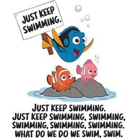 Just Keep Swimming Finding Clown Fish Dory Movie Character Catchphrase Children Wall Art Sticker Designs Decors Vinyl Stickers for Home House Walls Rooms Window Bedroom Decoration Size (zzxzz inch)